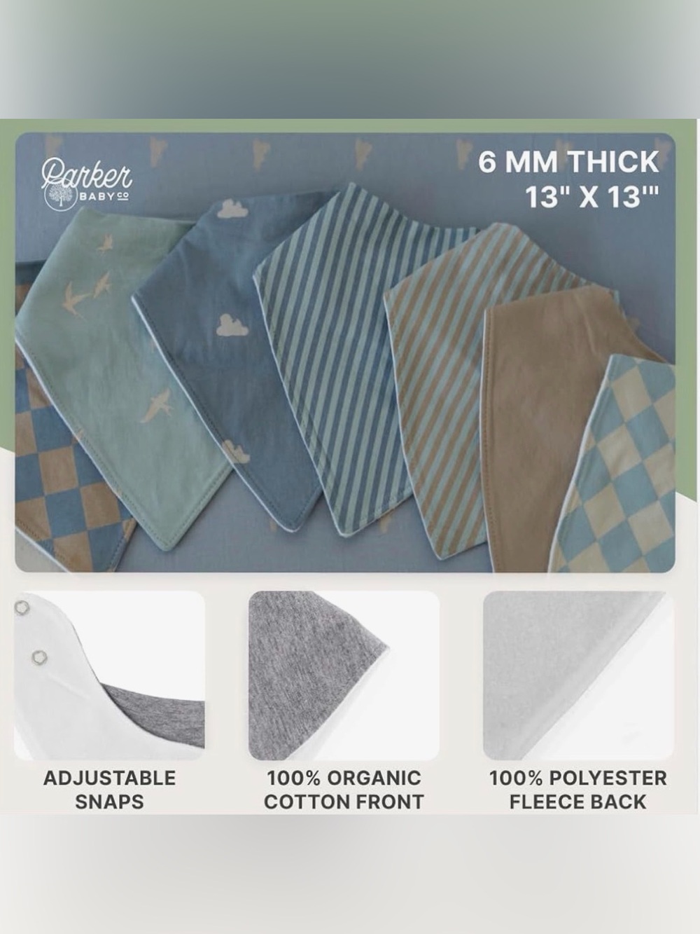 NWT - Parker Baby Bandana Bib Set in Blue, Light Blue, Cream & Beige - Picture 4 of 5